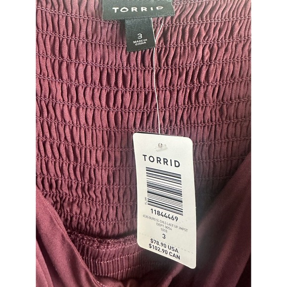 NWT Torrid Challis Lace Up Culotte Jumpsuit Burgundy Winetasting Plus Size 3 3X - Picture 8 of 16